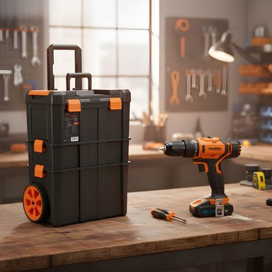 TALADRO PERCUTOR + CAJA DE HERRAMIENTAS 3 EN 1 CON RUEDAS TRUPER - 2