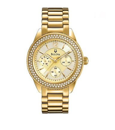 RELOJ BULOVA MUJER ANÁLOGO CRYSTAL DORADO CRISTALES SWAROVSKI