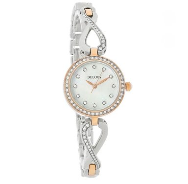 RELOJ BULOVA MUJER ANÁLOGO CRYSTAL SET CON COLLAR ORO ROSA