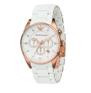 RELOJ EMPORIO ARMANI HOMBRE ANÁLOGO SPORTIVA CORREA SILICONA Y ACERO BLANCO