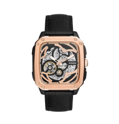 RELOJ FOSSIL SKELETON CORREA CUERO NEGRO