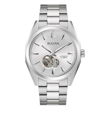 BULOVA SURVEYOR AUTOMATICO PLATEADO FONDO BLANCO