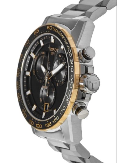 RELOJ TISSOT SUPERSPORT BISEL DORADO CON NEGRO CRONOGRAFO - 3