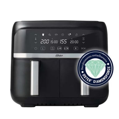 FREIDORA DE AIRE OSTER CKSTAF7MCDDF 7.6 LT DIGITAL DUAL CON RECUBRIMIENTO DIAMONDFORCE - 1