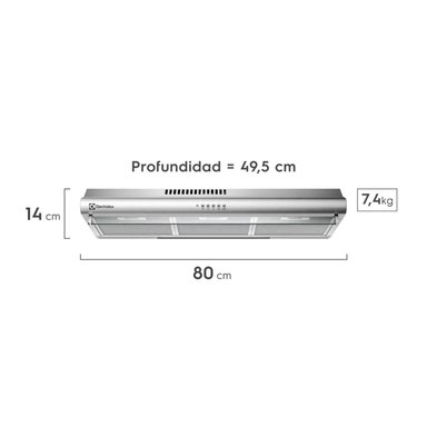CAMPANA ELECTROLUX 80CM EXTRACTORA EMPOTRABLE TRADICIONAL EJSE302TBJS PENINSULA - 3