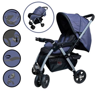 COCHE CUNA EBABY ROSSI AZUL