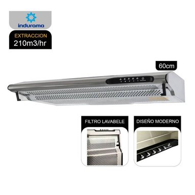 CAMPANA INDURAMA 60CM EXTRACTORA CEI-602CRP 3 VELOCIDADES