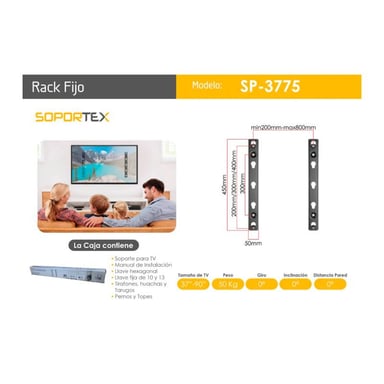 RACK FIJO PARA TV DE 37 A 90 SP-3775 - 3