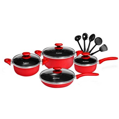 SET OLLAS FINEZZA FZ-1658T ROJO ANTIADHERENTES 13 PZAS