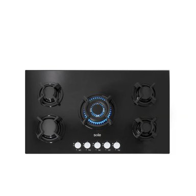 COCINA EMPOTRABLE A GAS GLP SOLE 5 HORNILLAS NEGRO 86CM SOLCO033 - 2