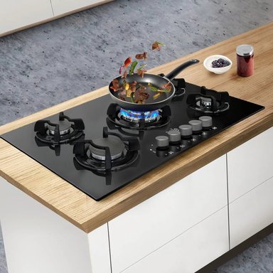 COCINA EMPOTRABLE A GAS GLP SOLE 5 HORNILLAS NEGRO 86CM SOLCO033 - 6