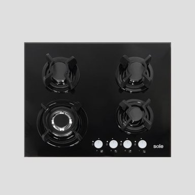 COCINA EMPOTRABLE A GAS GLP/GN SOLE 4 HORNILLAS NEGRO 60CM SOLCO034