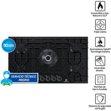 COCINA INDURAMA EGASI-905CGNE ENCIMERA EMPOTRABLE 5 HORNILLA