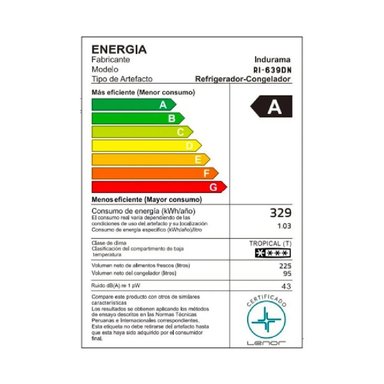 REFRIGERADORA C/DISPENSADOR DE AGUA NO FROST INDURAMA BOTTOM FREEZER RI-639DN 320 LTS NEGRO - 6