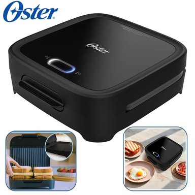SANDWICHERA COMPACTA QUICK LOCK CON PLATOS HONDOS OSTER CKSTSM400 NEGRO - 1