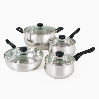 JUEGO DE OLLAS OSTER RAMETTO 8 PIEZAS ACERO INOXIDABLE PLATEADO