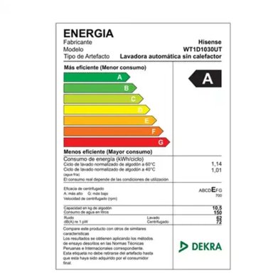 LAVADORA HISENSE 10.5 KG CARGA SUPERIOR AUTOMÁTICA WT1D1030UT - 6