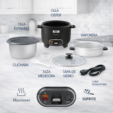 OLLA ARROCERA OSTER 3 EN 1 DIAMONDFORCE 2.2 L – CKSTRC12DFBLK - 8
