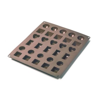 MOLDE PRESS MULTICOLOR SILICONA CHOCOLATES 23.5 X 27.2 CM 30 UN