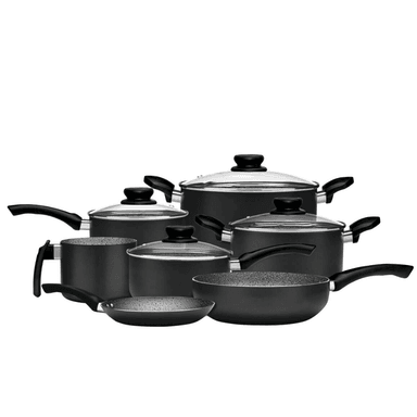 JUEGO DE OLLAS 11 PIEZAS COLOR NEGRO LÍNEA MAXIMUM STONE - PANELUX