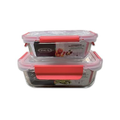 REFRACTARIO DE VIDRIO CON TAPA DE PLASTICO ROJO 1050ML | PRESS