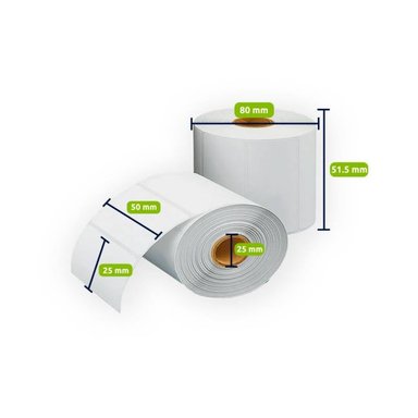 ETIQUETAS ADHESIVAS JPSYSTEMS DE 1000 TÉRMICO 50X25MM 2X1' X 04 ROLLOS - 2