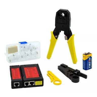 KIT PARA REDES JPSYSTEMS NF-1206 LAN CRIMPEADOR + TESTEADOR + PELACABLE + 15 RJ45 RJ11 - 2