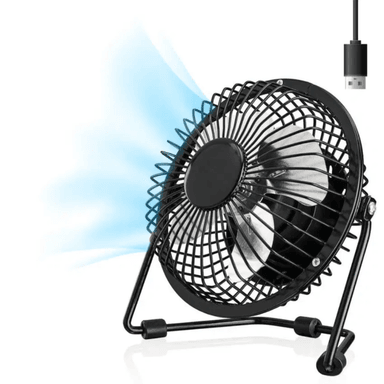 VENTILADOR PARA ESCRITORIO METÁLICO USB 4 ASPAS 13X13X7CM NEGRO
