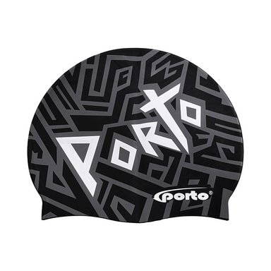 GORRO NATACIÓN PORTO POR-460-24 DISEÑOS GEOMETRICO NEGRO STANDARD