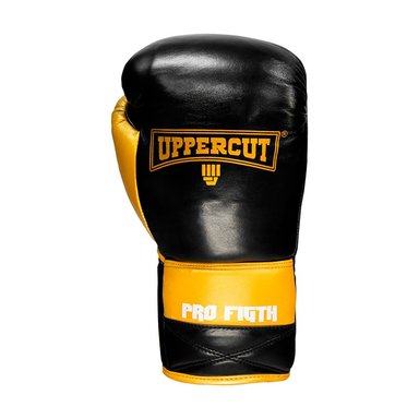 GUANTE P/BOXEO UPPERCUT PRO FIGHT CUERO NATURAL NEGRO/DORADO (12 OZ)