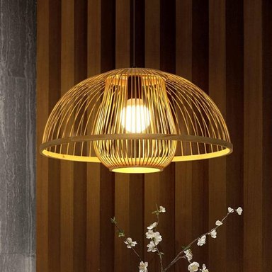 LÁMPARA COLGANTE FIMA HOGAR MODERNO NARANJA PLAFÓN DE BAMBÚ