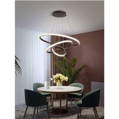 LÁMPARA COLGANTE FIMA HOGAR MODERNO NEGRO LED DE 3 AROS REGULABLES INCLUYE CONTROL REMOTO