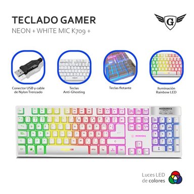 TECLADO MICRONICS NEON MIC 709W WHITE - 1