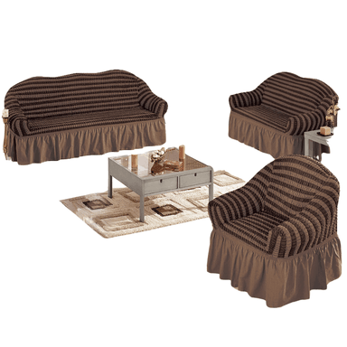 FUNDA SALA FABULOSA MUEBLE 3 2 1 SPANDEX BURBUJA BICOLOR CHOCOLATE