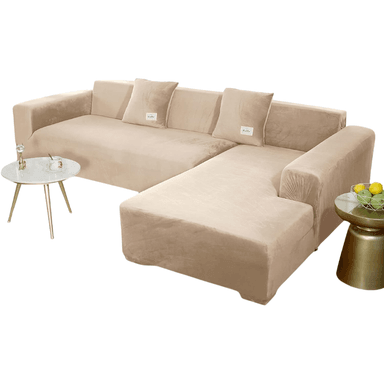 FUNDA SALA FABULOSA MUEBLE MODULAR 2PZS TERCIOPELO LISO BEIGE