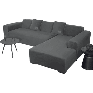 FUNDA SALA FABULOSA MUEBLE MODULAR 2PZS TERCIOPELO LISO PLOMO