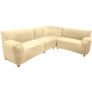 FUNDA SALA FABULOSA MUEBLE MODULAR 4PZS TERCIOPELO LISO BEIGE NUDE