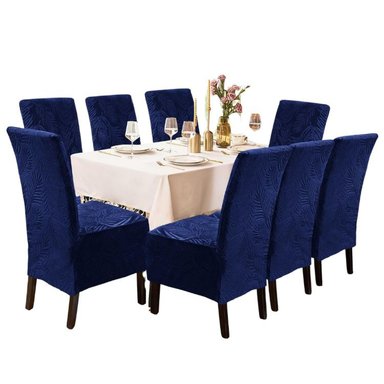 FUNDA DE SILLA TERCIOPELO LABRADO 8 PIEZAS - AZUL NOCHE