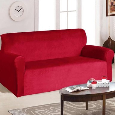 FUNDA DE MUEBLE 3-2-1 EN TERCIOPELO LISO CON 6 FUNDAS DE COJINES - GRIS - 3