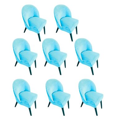 FUNDA DE SILLA VINTAGE EN TERCIOPELO LISO 8 PIEZAS - TURQUESA - 2