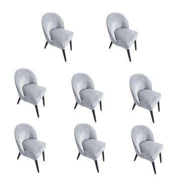FUNDA DE SILLA VINTAGE EN TERCIOPELO LISO 8 PIEZAS - GRIS - 2