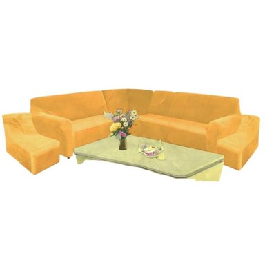 FUNDA DE MUEBLE MODULAR 6 PZS TERCIOPELO LISO CON 6 FUNDAS DE COJINES - ORO CLARO