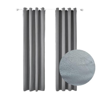 CORTINA CON AROS EN 2 PAÑOS- 3MTS ANCHO X 2.30 ALTO. - GRIS