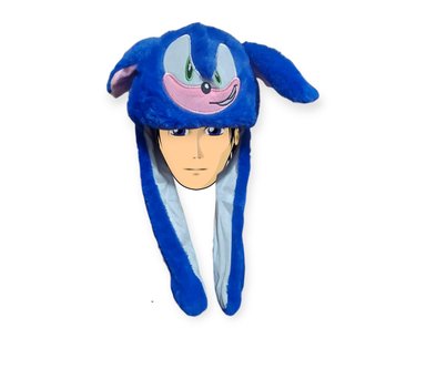 GORRO OREJA MOVIBLE AZUL DE PELUCHE CON OREJAS MOVIBLES Y LUCES PARA MAS DE 5 AÑOS DE EDAD