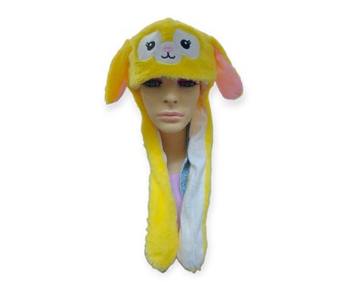 GORRO OREJA MOVIBLE AMARILLO DE PELUCHE CON OREJAS MOVIBLES Y LUCES PARA MAS DE 5 AÑOS DE EDAD