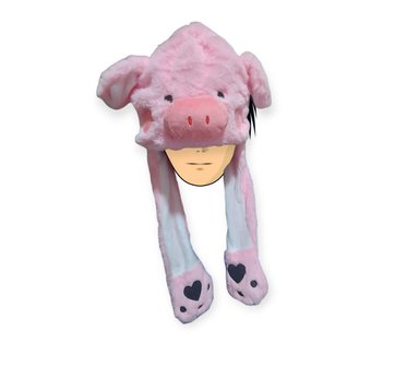 GORRO OREJA MOVIBLE ROSADO DE PELUCHE CON OREJAS MOVIBLES PARA MAS DE 5 AÑOS DE EDAD