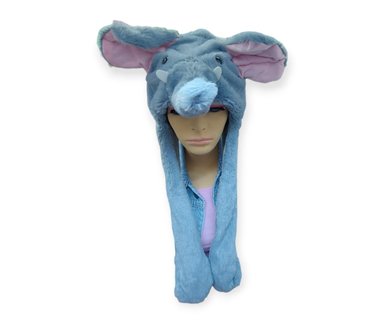 GORRO OREJA MOVIBLE GRIS DE PELUCHE CON OREJAS MOVIBLES Y LUCES PARA MAS DE 5 AÑOS DE EDAD