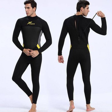 WETSUIT L NEOPRENO 3MM NEGRO AMARILLO CIERRE ESPALDA