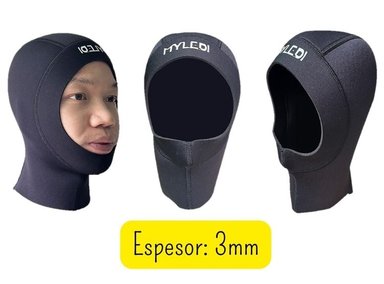 POLERA NATACIÓN UNISEX NEGRO CAPUCHA 3MM