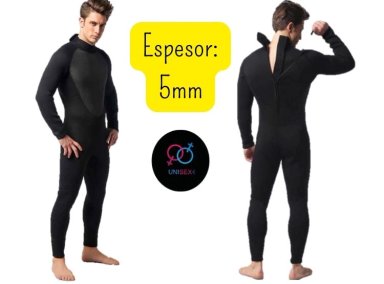 TRAJE BAÑO NATACIÓN UNISEX NEGRO WETSUIT CIERRE ESPALDA 5MM